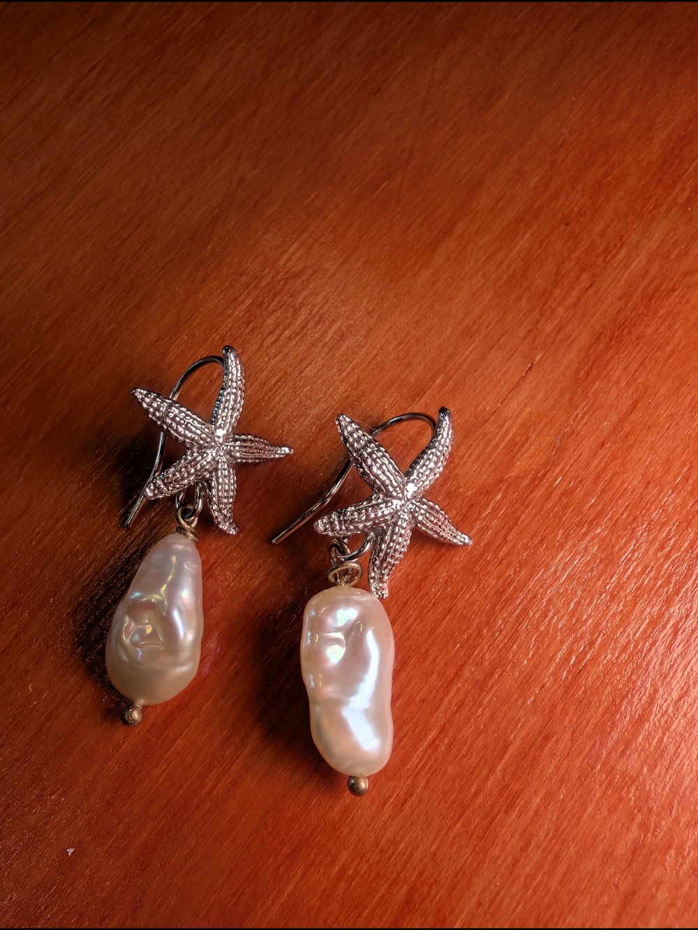 Starfish Pearl Sterling Silver Earrings
